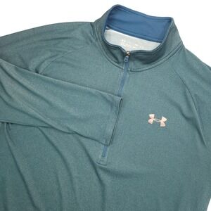 Under Armour Pullover Mens XL‎ Green Quarter Zip Long Sleeve Loose Fit Athletic